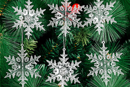 6Pcs Reusable Christmas Tree Hanging Decoration Sparkling Hanging Snowflake And Icicle Drop Ornaments-Snowflake Pendant