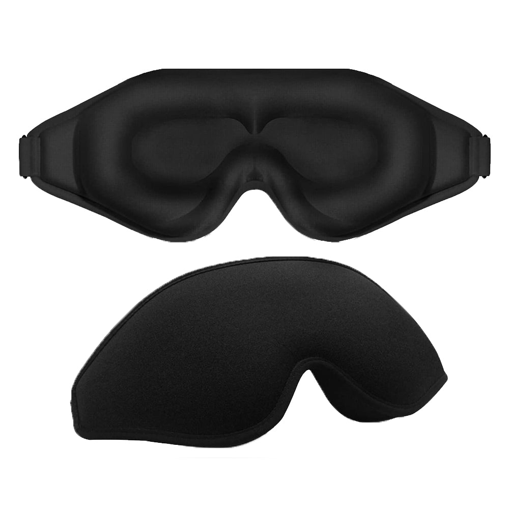 2Pcs Travel Sleep Eye Mask Soft 3D Deep Contoured Eye Covers Sleeping Blindfold -Black