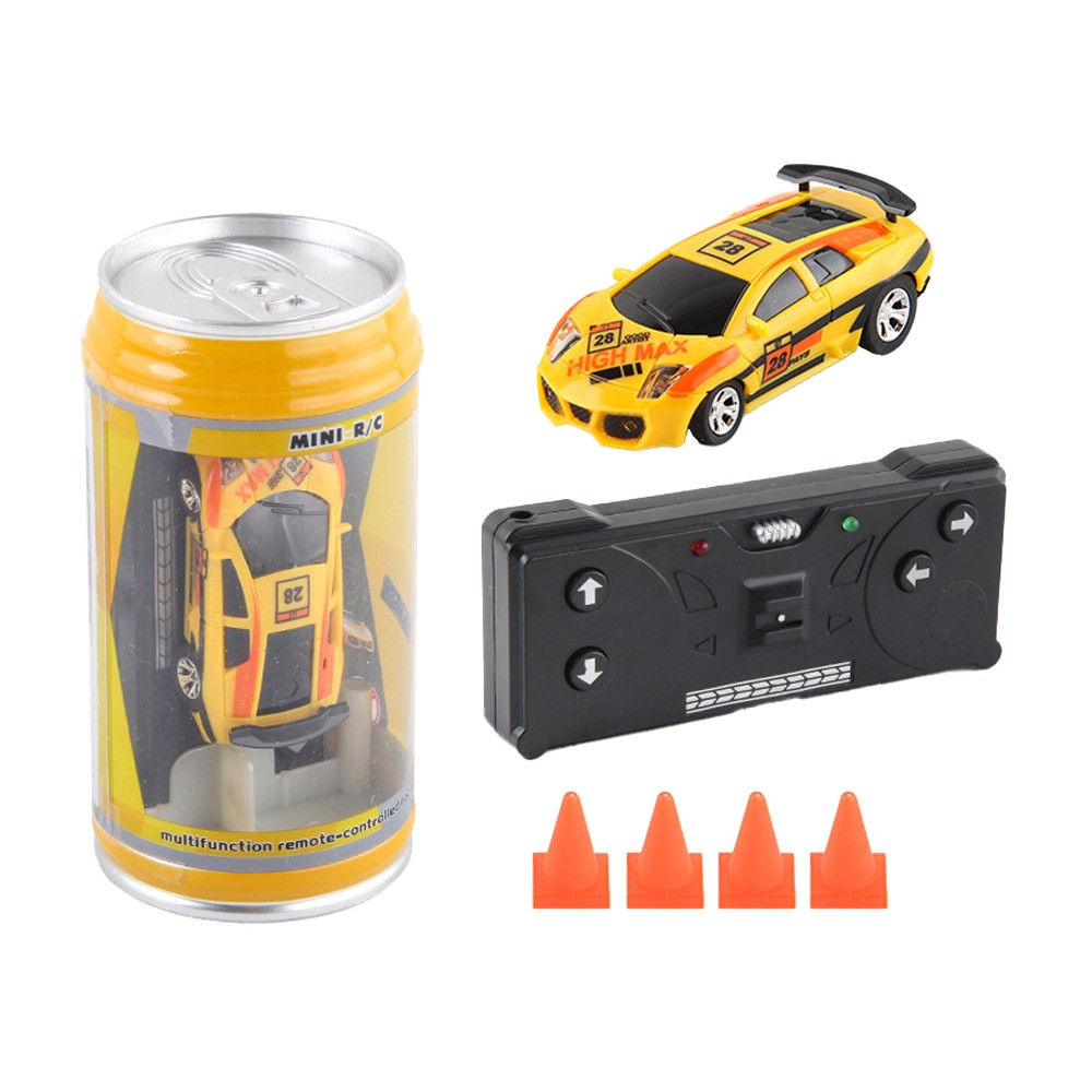 Mini Coke Can Speed Car RC Radio Remote Control Micro Racing Car Kids Toy Gift Yellow