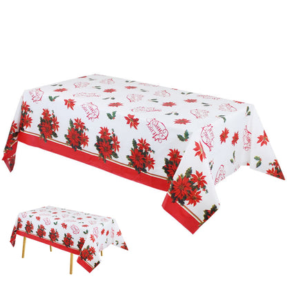 Christmas Disposable Tablecloths Rectangular Snowflake Xmas Table Cloth Covers for Xmas Home Party Decor-Christmas print tablecloth