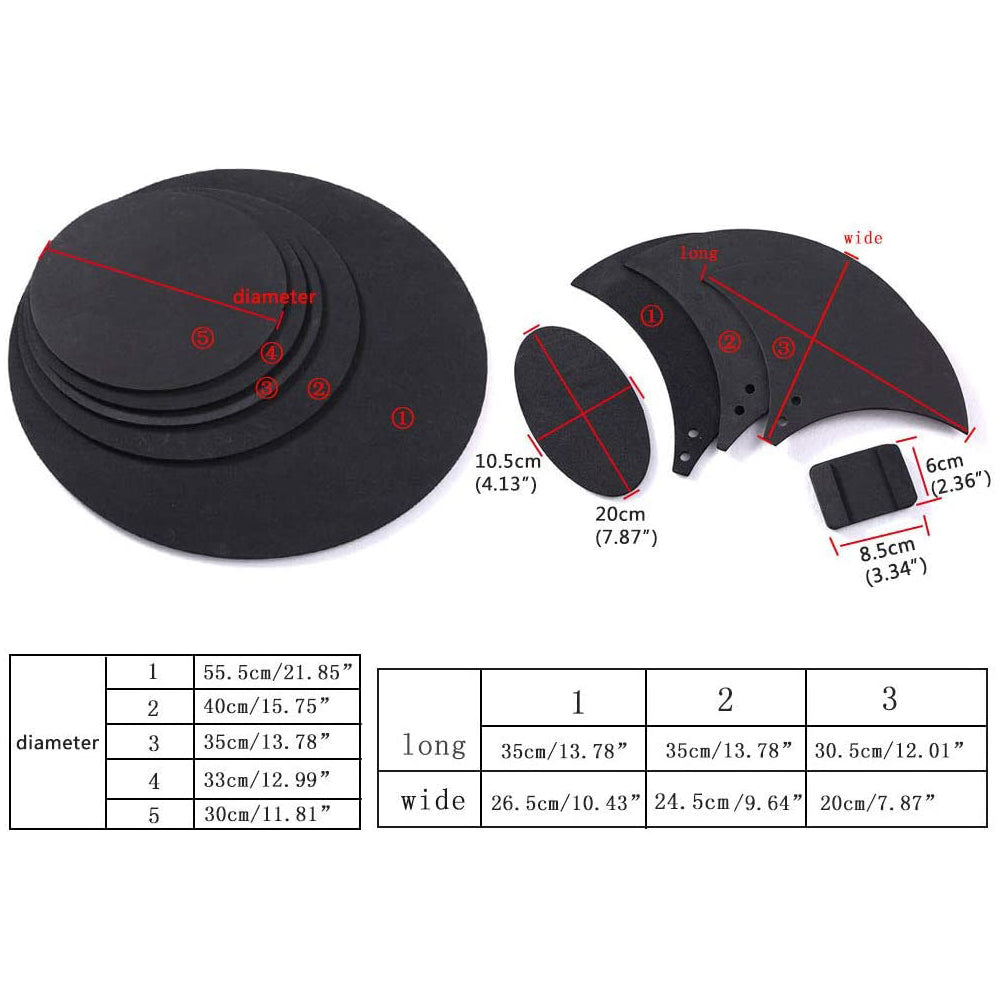 10Pcs Drum Mute Pads Set for Snare and Bass Drum Practice