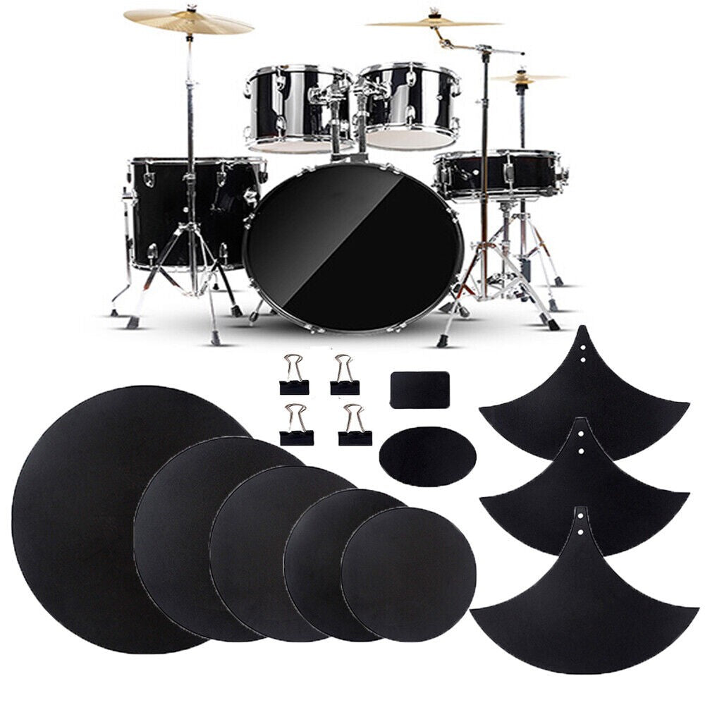 10Pcs Drum Mute Pads Set for Snare and Bass Drum Practice
