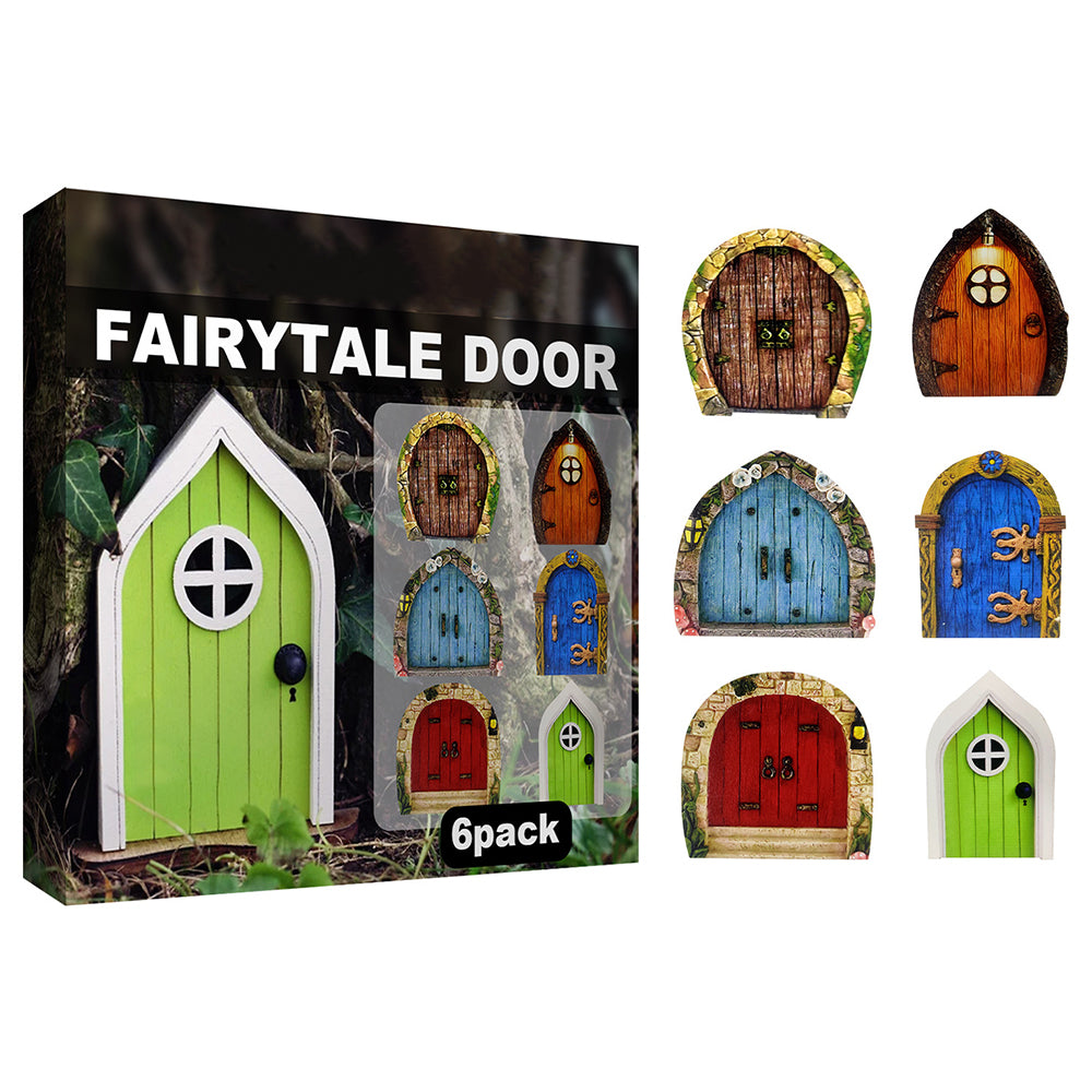 Fairy Door for Tree Decorations Set of 6pcs Mini Fairy Garden Outdoor Decor Accessories -Style 1