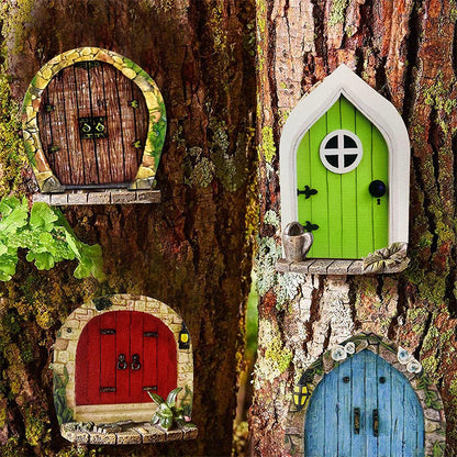 Fairy Door for Tree Decorations Set of 6pcs Mini Fairy Garden Outdoor Decor Accessories -Style 1