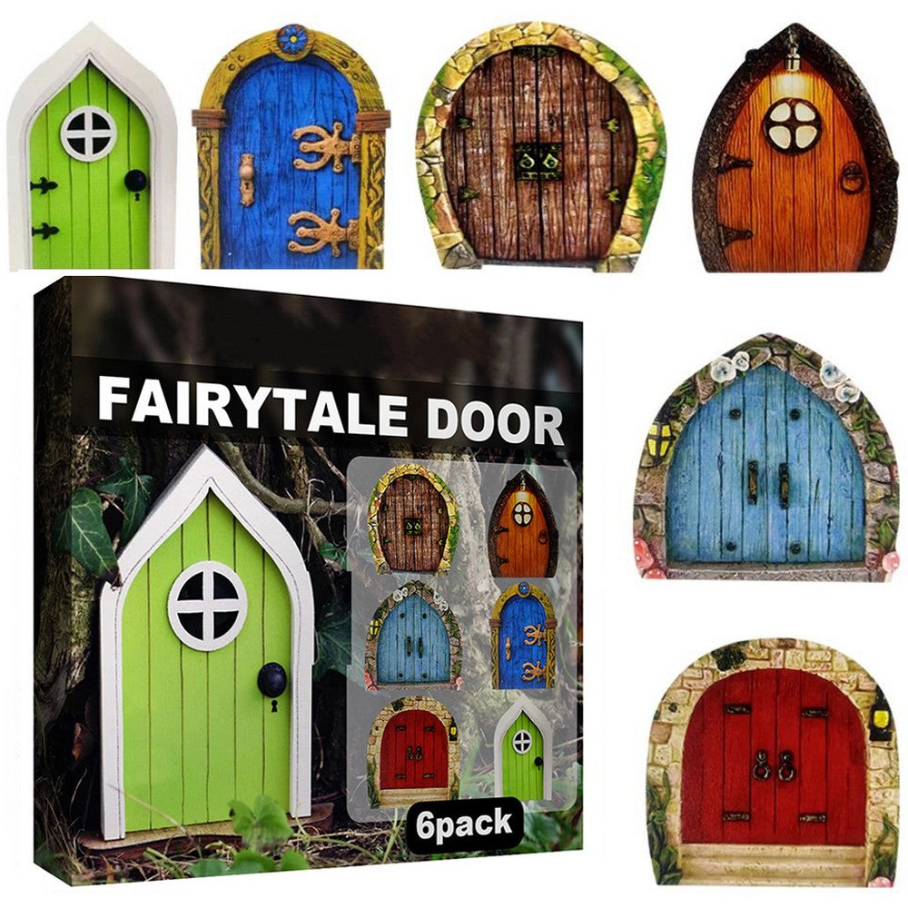 Fairy Door for Tree Decorations Set of 6pcs Mini Fairy Garden Outdoor Decor Accessories -Style 1