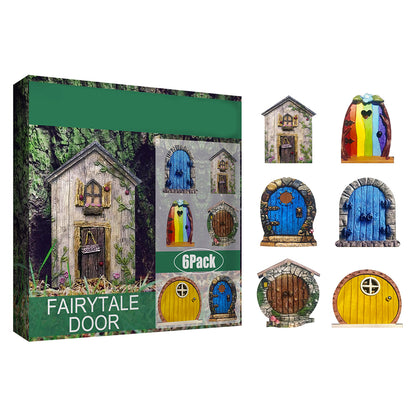 Fairy Door for Tree Decorations Set of 6pcs Mini Fairy Garden Outdoor Decor Accessories -Style 2