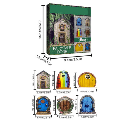 Fairy Door for Tree Decorations Set of 6pcs Mini Fairy Garden Outdoor Decor Accessories -Style 2
