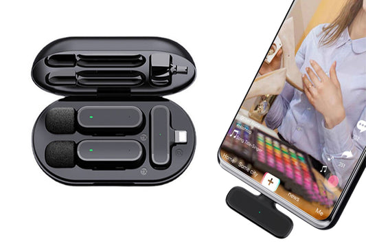 Wireless Lavalier Lapel Microphone for Phone Tablet iPhone iPad  Mini Wireless Mic for Video  Wireless Lavalier Microphones-Lightning