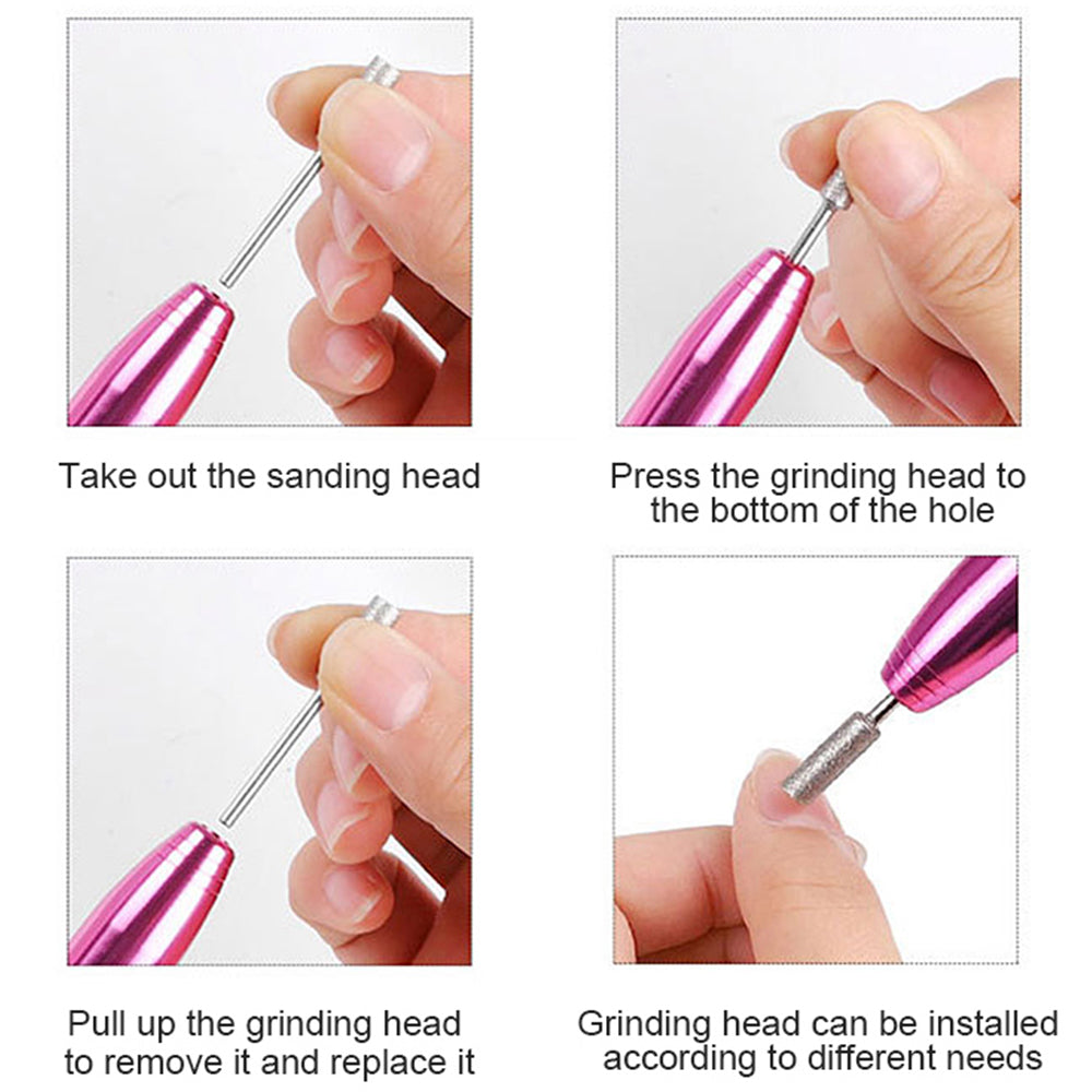 Electric Nail Drill Kit Cordless Nail Drill Portable USB Rechargeable Manicure Pedicure Tools for Acrylic Gel Nails -Gold