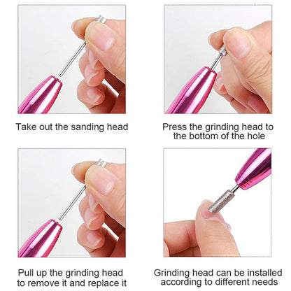 Electric Nail Drill Kit Cordless Nail Drill Portable USB Rechargeable Manicure Pedicure Tools for Acrylic Gel Nails -Rose