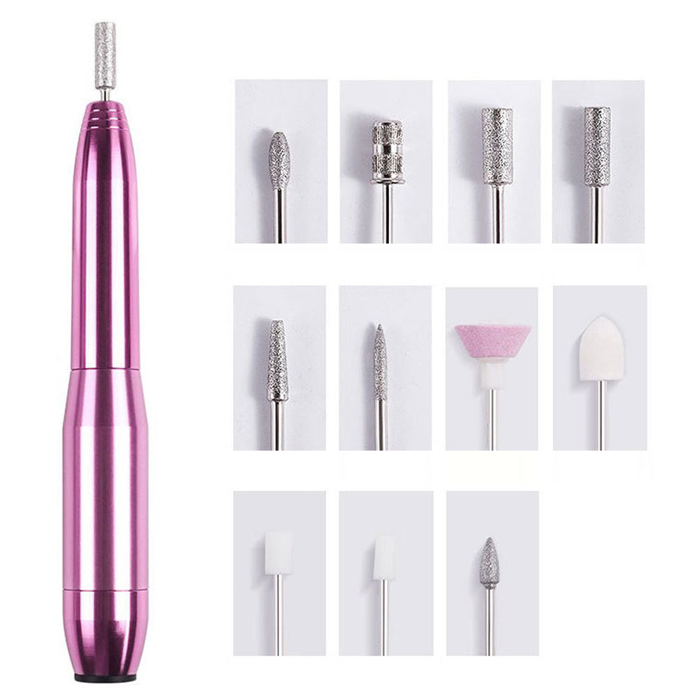 Electric Nail Drill Kit Cordless Nail Drill Portable USB Rechargeable Manicure Pedicure Tools for Acrylic Gel Nails -Rose