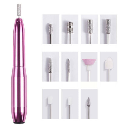Electric Nail Drill Kit Cordless Nail Drill Portable USB Rechargeable Manicure Pedicure Tools for Acrylic Gel Nails -Rose