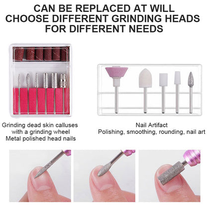 Electric Nail Drill Kit Cordless Nail Drill Portable USB Rechargeable Manicure Pedicure Tools for Acrylic Gel Nails -Rose