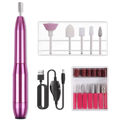 Electric Nail Drill Kit Cordless Nail Drill Portable USB Rechargeable Manicure Pedicure Tools for Acrylic Gel Nails -Rose