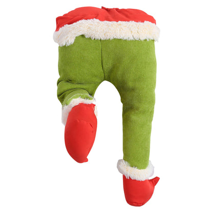 Christmas Elf Stuffed Legs Christmas Tree Toppers Decorations for Xmas Indoor Outdoor Party Ornaments -Green Leg