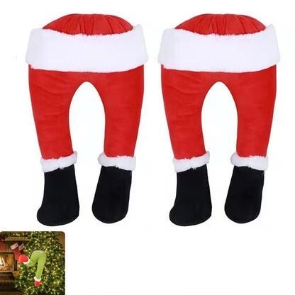 2pcs Christmas Elf Stuffed Legs Christmas Tree Toppers Decorations for Xmas Indoor Outdoor Party Ornaments -Red Leg