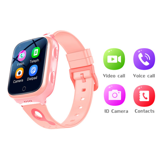 Smart Watch 4G SOS Call Video Chat Children Smartwatches Compatible with Android iOS -Pink