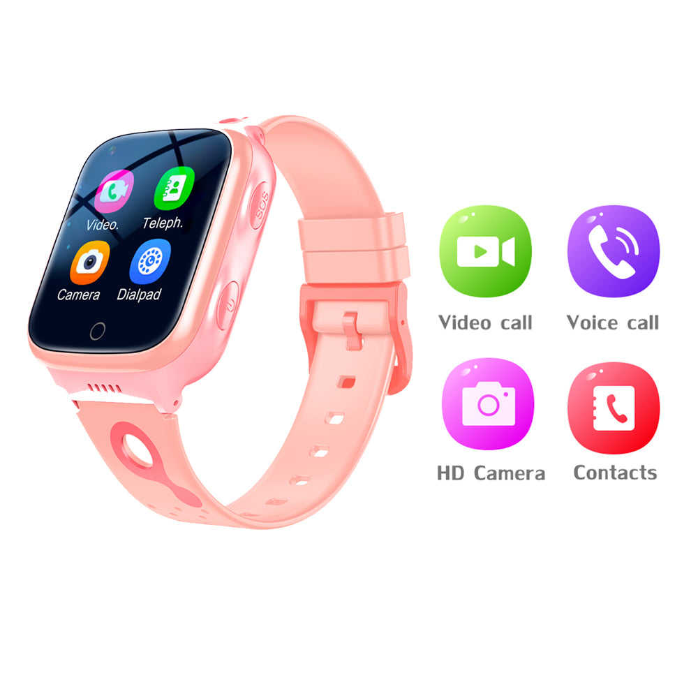 Smart Watch 4G SOS Call Video Chat Children Smartwatches Compatible with Android iOS -Pink