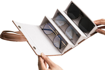 Sunglasses Organizer 3 Slots Hanging Glasses Case Multiple Pairs Eyeglasses Storage Box for Home Travel Outdoor-Style 1