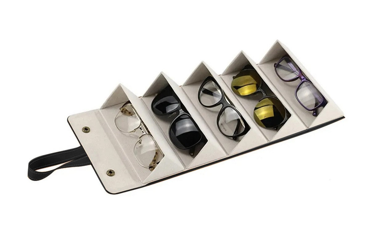 Sunglasses Organizer 5 Slots Hanging Glasses Case Multiple Pairs Eyeglasses Storage Box for Home Travel Outdoor-Style 3