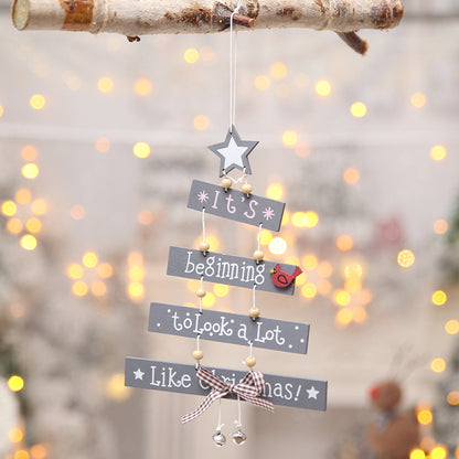 Wooden Xmas Tree Hanging Ornaments Christmas Tree Hanging Decor for Tree Wall Window Home Fireplace -Grey
