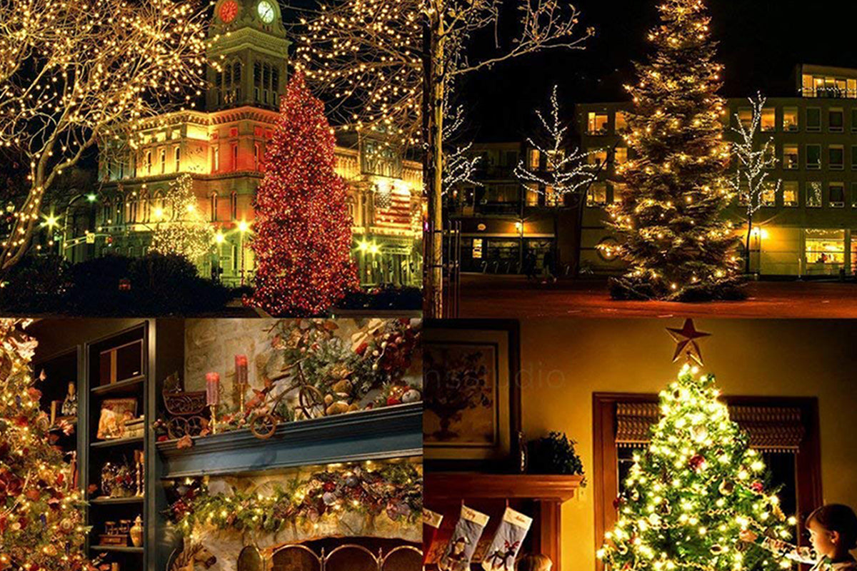 8 Lighting Modes Dazzle Bright Battery Operated Christmas String Lights Party Decoration-Warm White