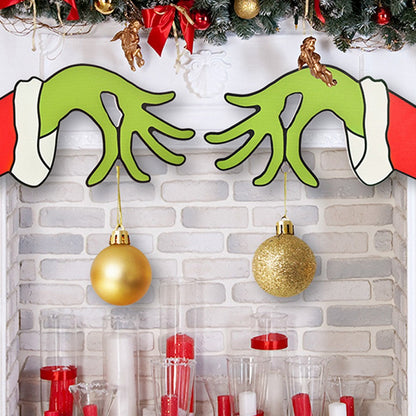 Christmas Grinch Hand Door Ornaments Christmas Door Hanging Sign Xmas Wall Decor