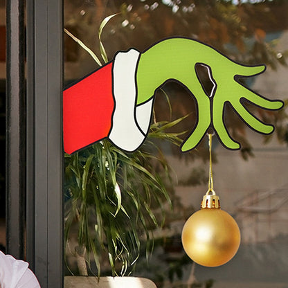 Christmas Grinch Hand Door Ornaments Christmas Door Hanging Sign Xmas Wall Decor