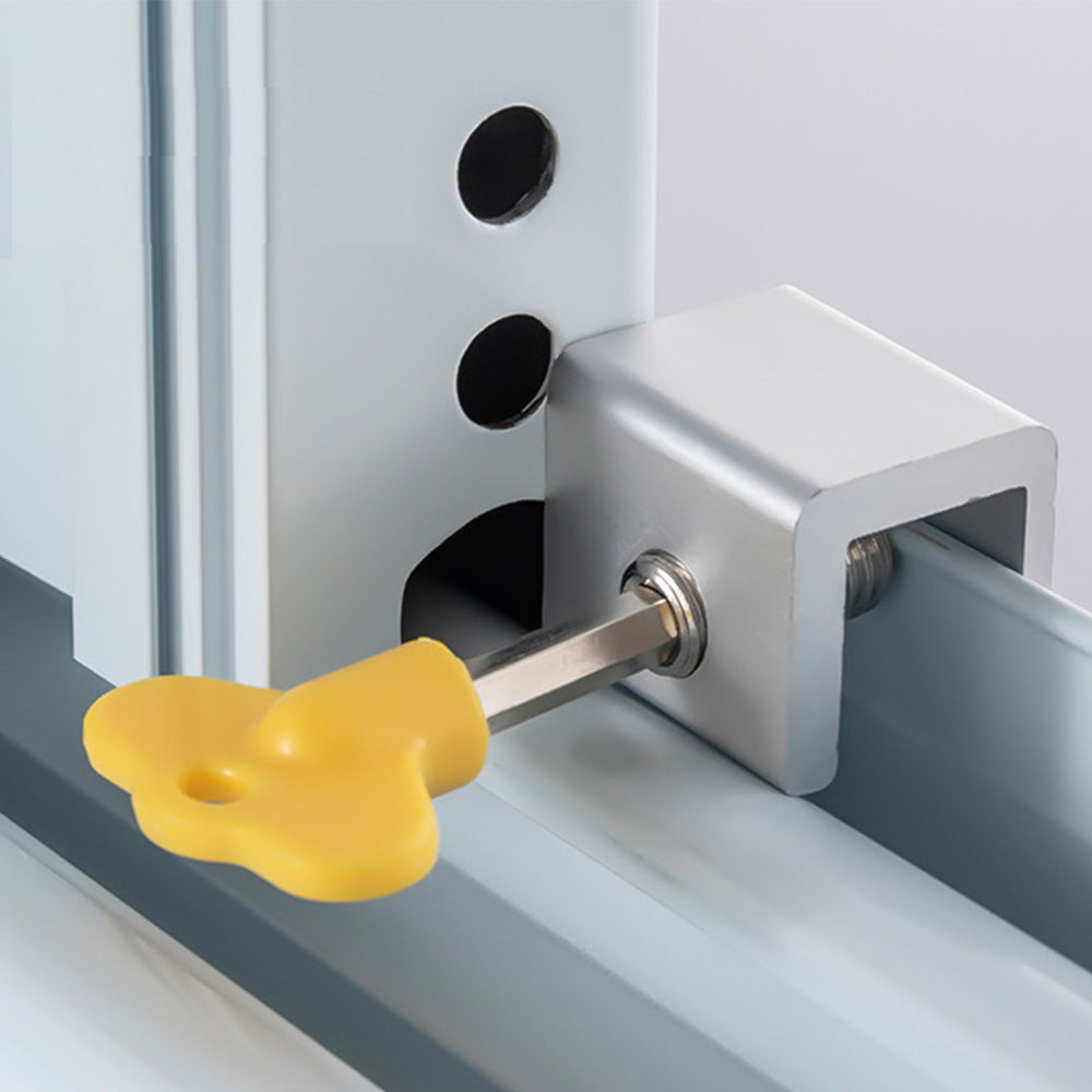 2Pcs Adjustable Sliding Window Locks Door Frame Security Locks with Key