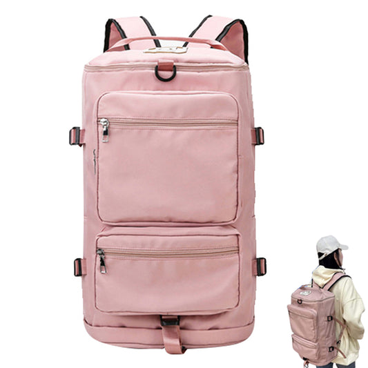 Travel Duffel Backpack Large Sports Gym Bag with Shoe Compartment for Men and Women -Pink