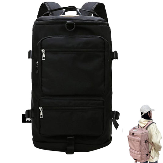 Travel Duffel Backpack Large Sports Gym Bag with Shoe Compartment for Men and Women -Black