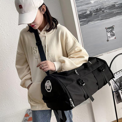 Travel Duffel Backpack Large Sports Gym Bag with Shoe Compartment for Men and Women -Black