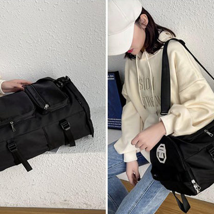 Travel Duffel Backpack Large Sports Gym Bag with Shoe Compartment for Men and Women -Black