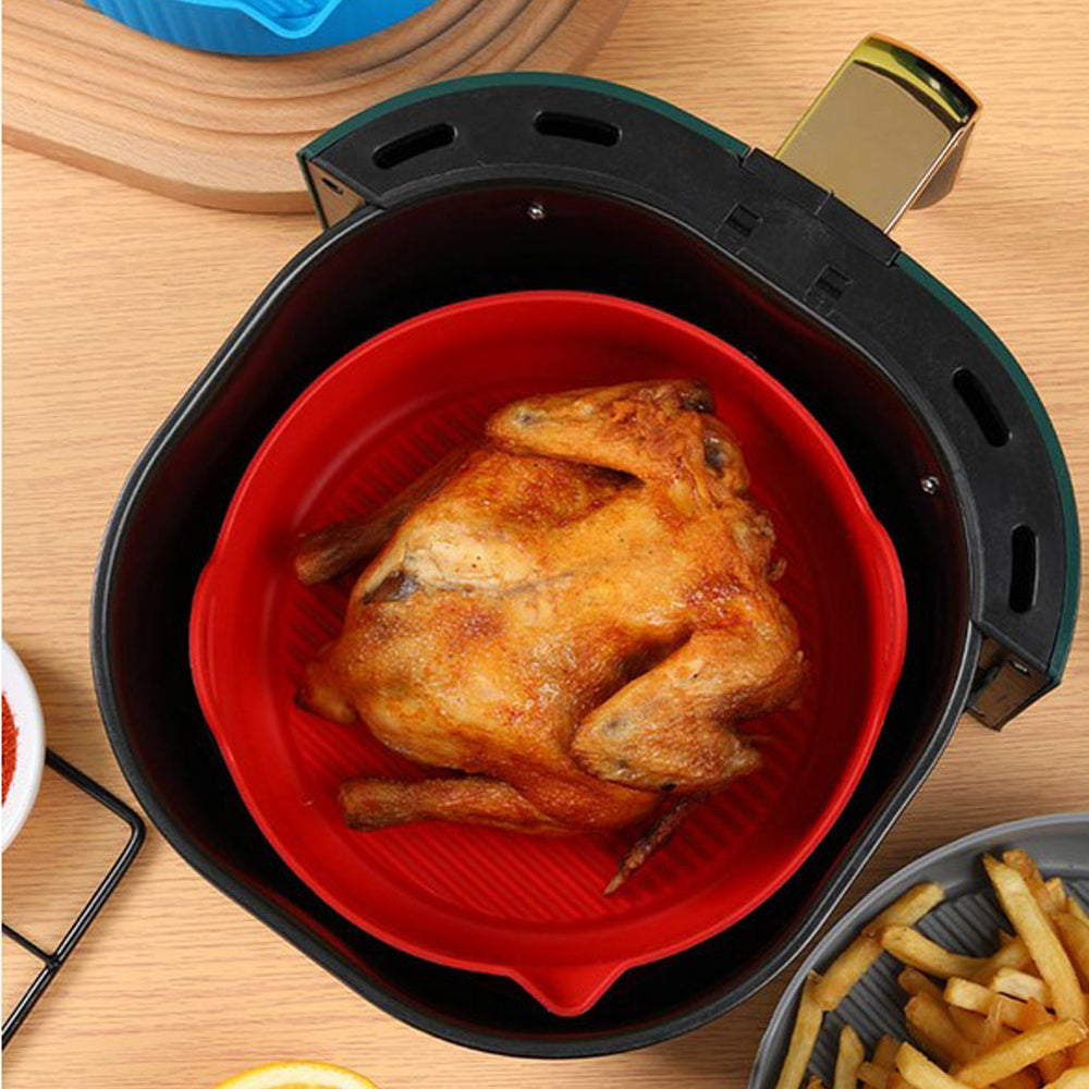 2Pcs Air Fryer Silicone Pot Silicone Liners Red and Blue