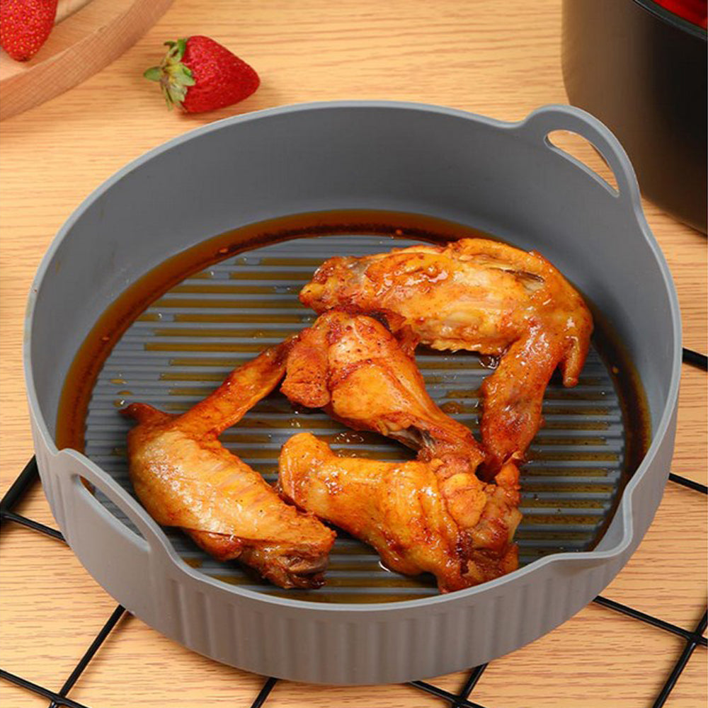 2Pcs Air Fryer Silicone Pot Silicone Liners Red and Grey