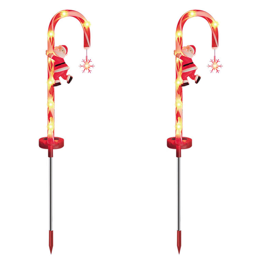 2Pcs Solar Christmas Candy Cane Lights for Christmas Decorations