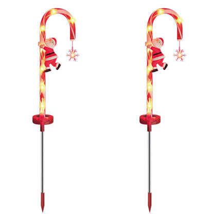 2Pcs Solar Christmas Candy Cane Lights for Christmas Decorations