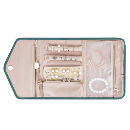 Foldable Jewelry Case Jewellery Pouch For Journey Organiser Travel -Blue