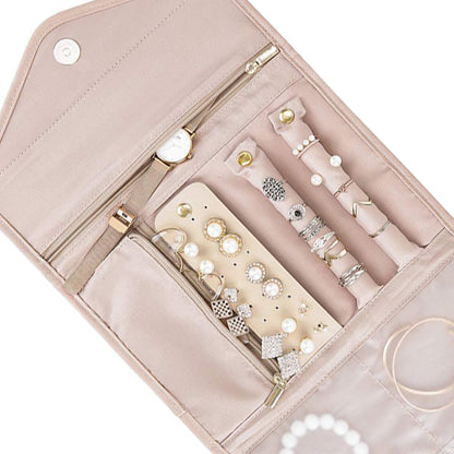 Foldable Jewelry Case Jewellery Pouch For Journey Organiser Travel -Pink