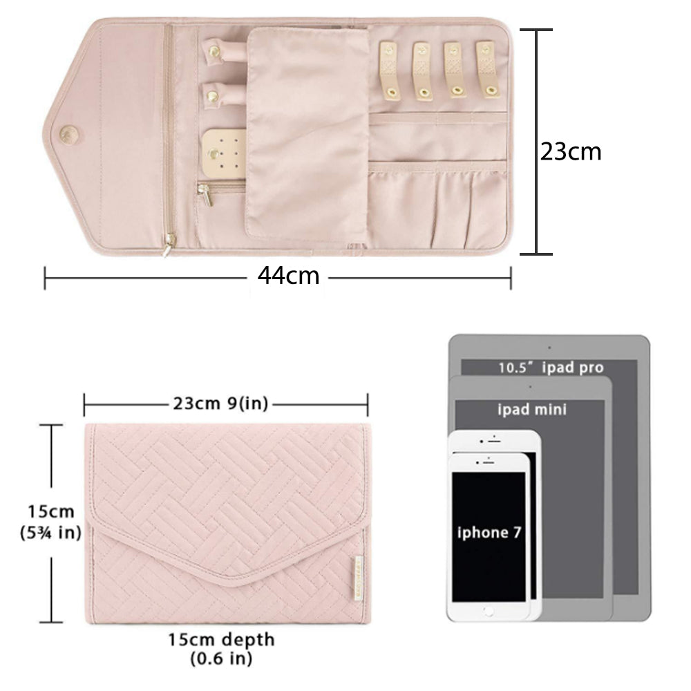 Foldable Jewelry Case Jewellery Pouch For Journey Organiser Travel -Pink