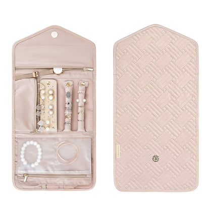 Foldable Jewelry Case Jewellery Pouch For Journey Organiser Travel -Pink