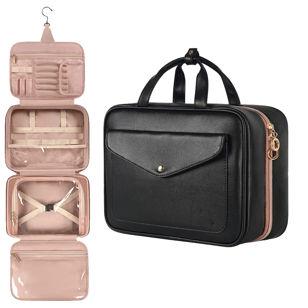 Hanging Travel Toiletry Bag Portable Makeup Organizer Cosmetic Holder -Black