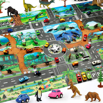 Toy Kid Play Mat Simulation Nordic Parking Lot Traffic Map Game Playing Cars Toy - Style 5