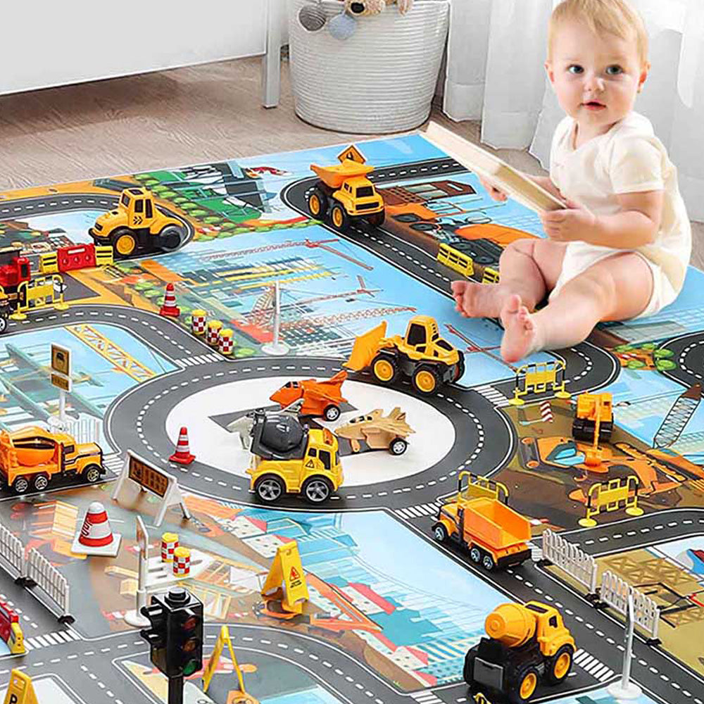 Toy Kids Carpet PlayMat RugRoad Traffic SystemGreat for Playing with Cars and Toys- Style 1