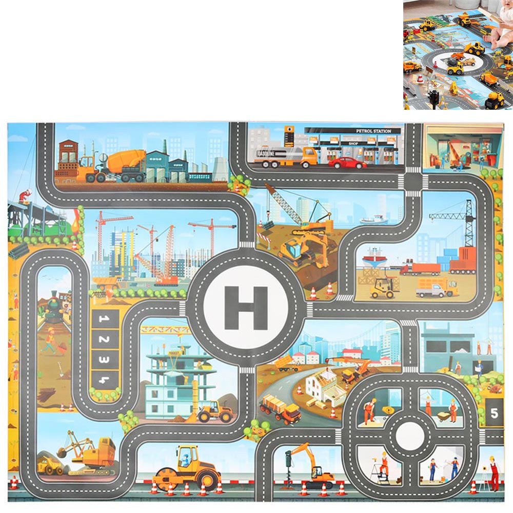 Toy Kids Carpet PlayMat RugRoad Traffic SystemGreat for Playing with Cars and Toys- Style 1