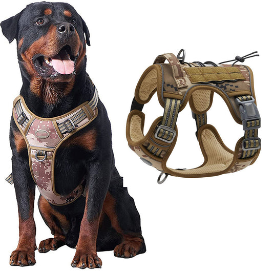 No-Pull Training Dog Harness Adjustable Reflective Pet Training Vest Easy Control M -Desert Camo