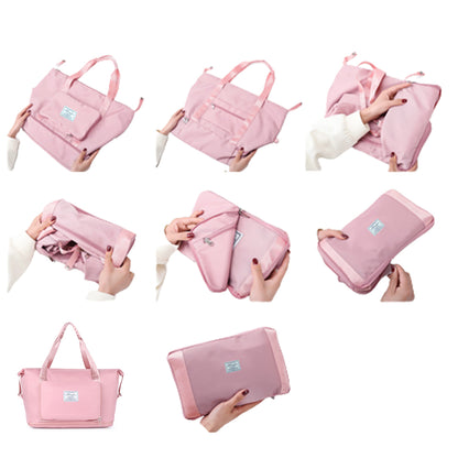 Large Capacity Collapsible Travel Bag Expandable Waterproof Duffel Bag -Pink