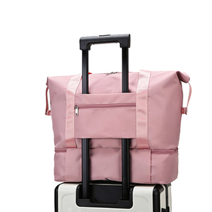 Large Capacity Collapsible Travel Bag Expandable Waterproof Duffel Bag -Pink