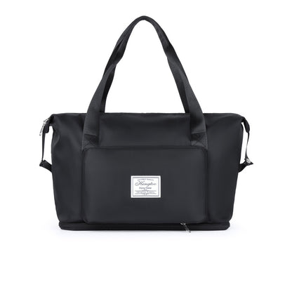 Large Capacity Collapsible Travel Bag Expandable Waterproof Duffel Bag -Black