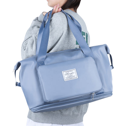 Large Capacity Collapsible Travel Bag Expandable Waterproof Duffel Bag -Blue